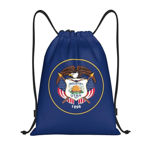 PUYhgb Utah Flag Print Foldable Drawstring Backpack, Gym