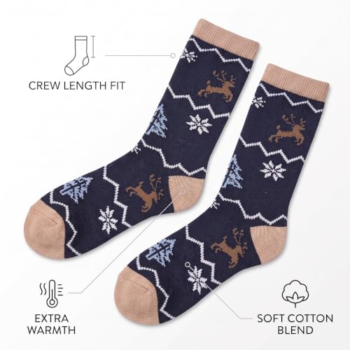 Image of Tipi Toe Women's 6 Pairs Winter Boot Socks - Soft Cotton Blend Warm Crew Socks Size 9-11