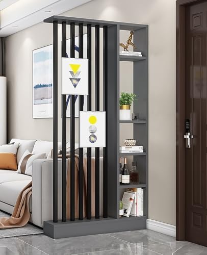 Wall Room Divider with Storage Shelves, Modern Freestanding Room Divider
