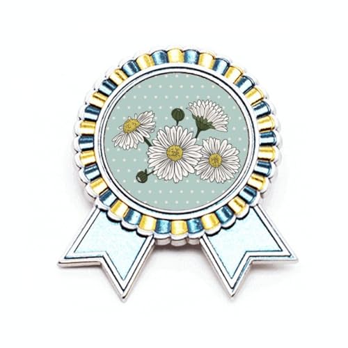 Broche fleur chrysanthème blanc en métal taille M au fini sculptural haut de gamme