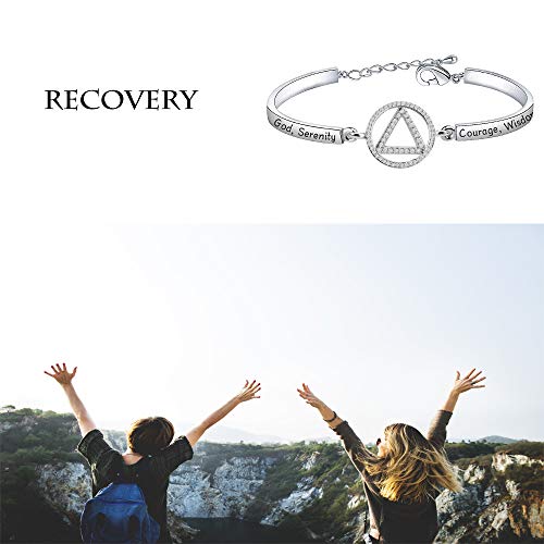 Kuiyai Aa Recovery Bracelet Serenity Prayer Alcoholics Anonymous Jewelry Serenity Courage Wisdom Sobriety Gift (Silver Bracelet) #TOP5