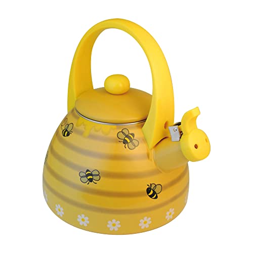 Upware Enamel On Steel Whistling Tea Kettle, Stovetop Teakettle (2.4 Quart, Bee Hive) #TOP3