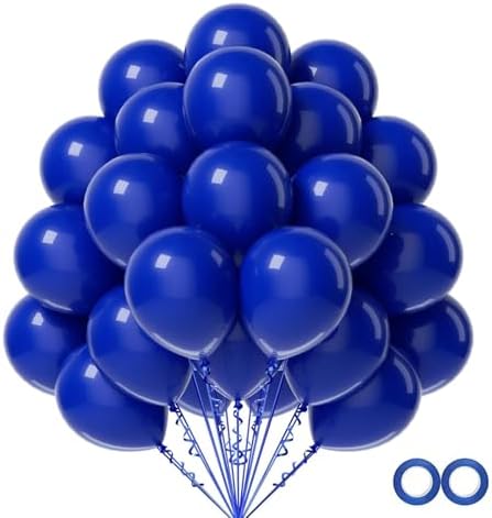 Luftballons Blau, 100 Stück 30 cm / 12 zoll Helium Ballons, Blau Latex Luftballon mit 2 Ballons Rollen Band für Geburtstag, Hochzeit, Babyparty, Halloween, Weihnachten Party Deko
