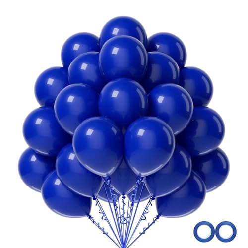 Luftballons Blau 100 Stück 30 cm / 12 zoll Helium Ballons Blau Latex Luftballon mit 2 Ballons Rollen Band für Geburtstag Hochzeit Babyparty Halloween Weihnachten Party Deko