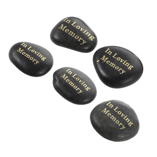 Piedras conmemorativas de jardín ifundom para cementerio, pack de 5 rocas memoriales grabadas 2