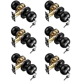 TDCHINGES 6 Pack Keyed Black Door Knob with Lock Key for Bedrooms Bathroom Closet Pantry Office Standard Indoors Door Knobs Interior Exterior for Doors Hardware Replacement House Home Decor Doorknob