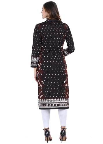 Image of Rosary Women's Winter Woolen Kurti Jacquard Straight Fit Ethnic Wear with 2 Side Pockets