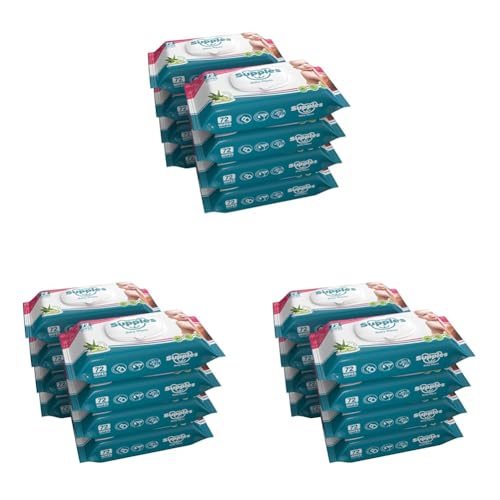 Image of Amazon Brand - Supples Baby Wet Wipes with Lid | 576 Wipes | 72 Wipes x 24 Packs | Enriched With Aloe Vera and Vitamin E | Alcohol-Free and Paraben-Free | Pure Water-Based formulation