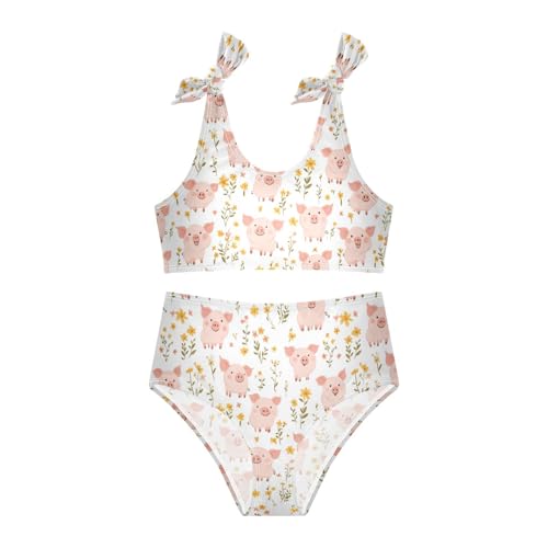 Wusikd Cute Pink Pig Girls Swimsuits Two Piece Swimwear Bikini Set for for Girls Size 3T3