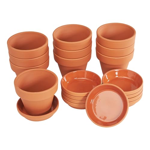VBS Blumentopf TERRAKOTTA mit Untersetzer 10 Paar hochwertig langlebig Tontöpfe mit Bodenloch Pflanztopf Pflanzkübel Töpfe Tontopf Sukkulenten Anzuchttöpfe DIY Ø 6 cm