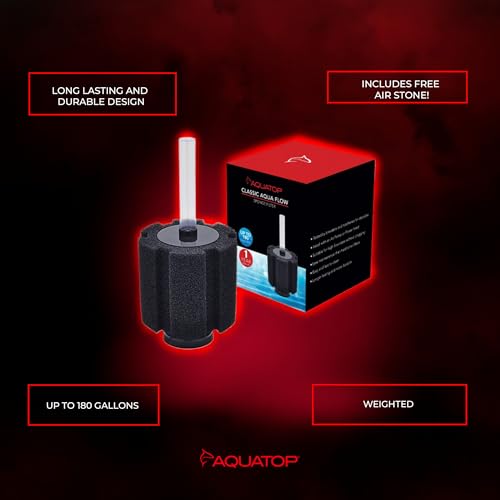 Image of Aquatop Internal Sponge Filter - Up to 180 Gallons - CAF-180 - Includes Free Air Stone - Mechanical & Biological Filtration - High Flow Rates