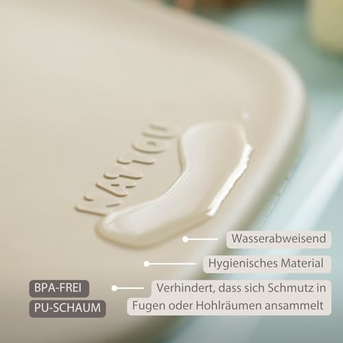 Nattou Wickelauflage 50x70 cm - Wickelauflage Abwaschbar und wasserdicht auf PU-Schaum - Leicht und weich Baby Wickelunterlage - Wickelmatte mit erhöhten Rändern - Taupe
