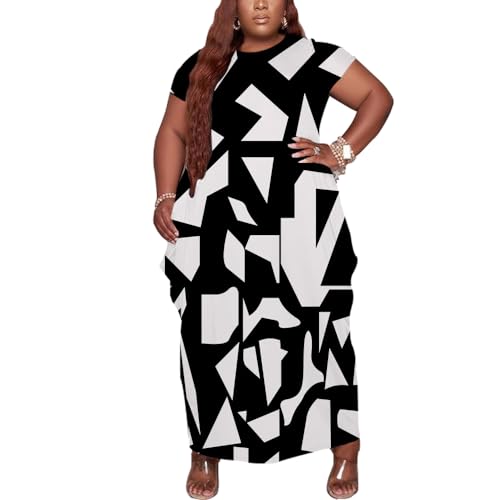 Image of YeGine Oversize Tshirt Dress Plus Size Short Sleeve Maxi Dress with Pockets