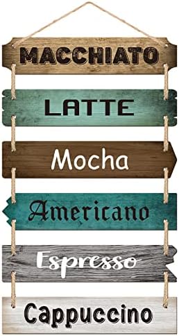 Chunful Coffee Bar Decor Coffee Signs Wooden Rustic Vintage Hangi...
