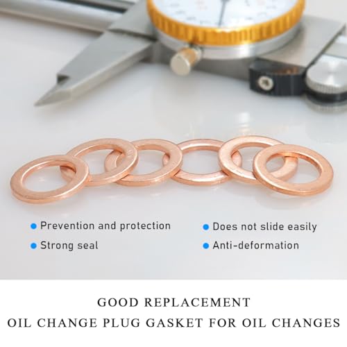 Image of 15 PCS Oil Drain Plug Gasket, 14mm Copper Oil Drain Plug Washer Gaskets Seals Replacement, Crush Washer Oil Drain Plug for OEM PN Part 007603-014106, Car Accessories
