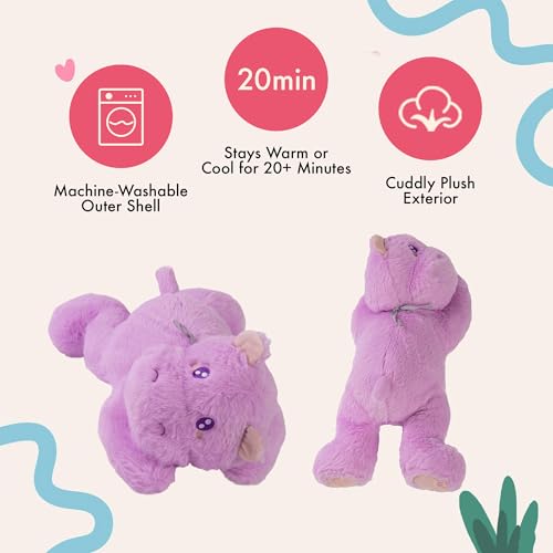 Image of Lilly's Love Heatable & Coolable Lavender Scented Weighted Stuffed Animal - Microwavable Heatable Pad for Kids & Adults - Machine Washable Plushie - Calming Stuffed Animal for Anxiety - Hippo