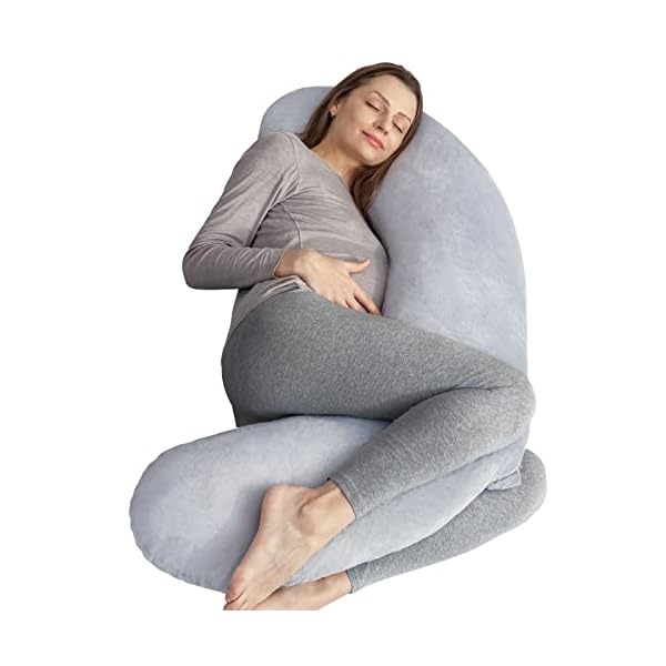 Pregnancy-Pillow-RUKOY-Pregnancy-Body-Pillow-for-Side-Sleeping-Upgraded-Portable-Maternity-Pillow-for-for-Pregnancy-Full-Body-Pillow-with-Velvet-Pillowcase-for-Head-Belly-Back-Leg-Support