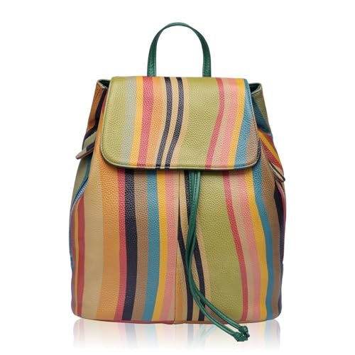 Image of BOYATU Leather Backpack Purse for Women: Ladies Travel Fashion Back Pack - Designer Leather Bag Casual Handbags (Rainbow)