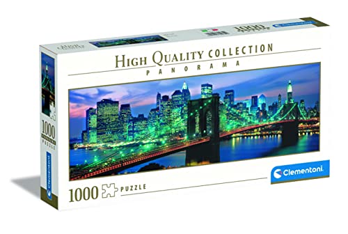 Clementoni – Puzzle 1000 Pezzi per Adulti e Ragazzi, Collection Panorama, Tema New York Brooklyn Bridge, Idea Regalo Uomo e Donna, Made in Italy, 98×33 cm, 39434