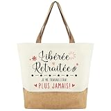 Tarklanda Cadeau Retraitee Sac à Main Retraitée Jute Tote Bag Femme...