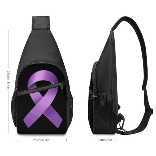 Purple Awareness Ribbon Crossbody Sling Bags Chest Shoulder Backpack DayPack Handbag2