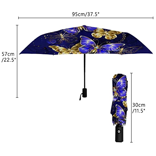 Umbrella Windproof Travel Umbrella For Rain,Sun Lightweight And Portable Luxurious Sapphire Butterfly Auto Open Close Umbrella #TOP1