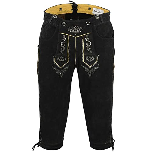 knie lengte Lederhosen/broek/broek gemaakt van Suede Leather met Suspenders, Maat:56 - Afbeelding 3