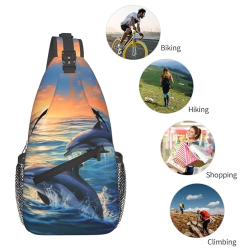 Mochila Sling para Mujer y Hombre con diseño de delfines miniatura 5