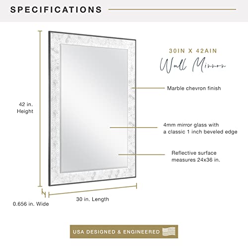 Mcs Wall Mount 24X36 Inch Chevron, 30X42 Overall Size, Marble Mirror, 30 X 42 Inch, #TOP2