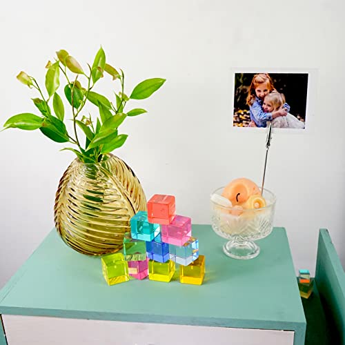 Desktop Picture Holders, 10 Pcs Rainbow Colors Polaroid Photo Clip Stand For Paper Name Place Card Postcard Memo Menu Note Memory Photo Christmas Wedding Number Card Display With High Clear Cube Base #TOP2