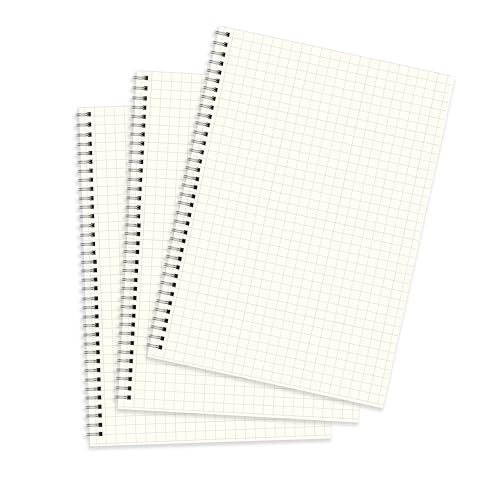 Image of PaperO A4 Square Grid Transparent Cover Notebook Pack of 3 | 5mm Graph Paper | 100 GSM Thick Pages | 100Pages | 29.7 x 21 cm Size | | Ideal for Architects, Designers, Students & Drawing (A4)