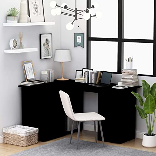 ZEYUAN Escritorio esquinero negro 145 x 100 x 76 cm, madera de ingeniería, escritorio de ordenador, escritorio de pie, escritorio para juegos