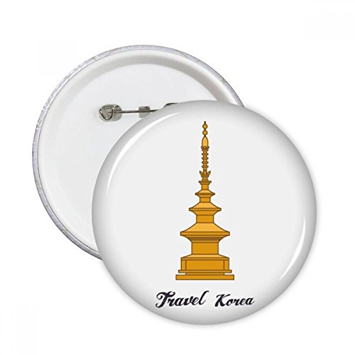 Pins Corée du Sud pagode ronde : lot de 5 badges multicolores XL à offrir en cadeau