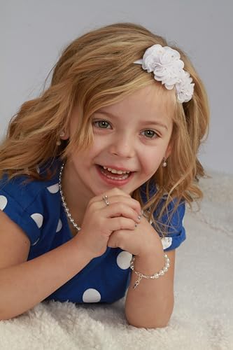 Image of Cherished Moments 14K Gold Plated and 925 Sterling Silver Bracelet with Chunky Simulated Pearls for Babies and Little Girls