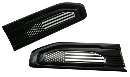 Image of Pair Set Turbo Diesel Emblems Side Vent Logo Compatible with 2020-2025 Sierra 1500 Dura-max Turbo Diesel Badge Kit 86532091 (Flag-Black White)