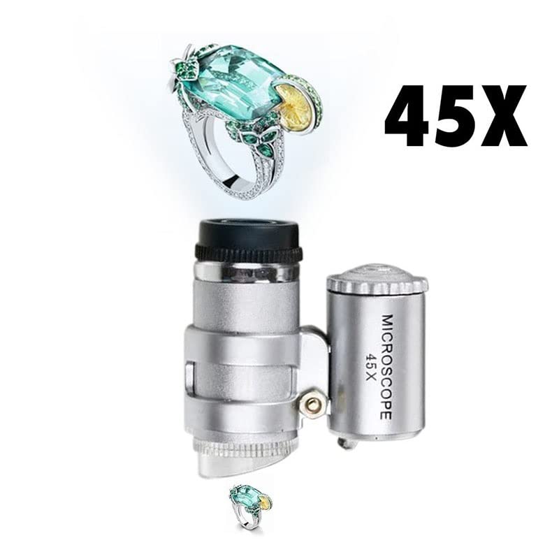 ZTBH Kit Microscope De Poche Portable 40x 80x 100x 150x Avec LED - Loupe Pliable Illuminée Lames