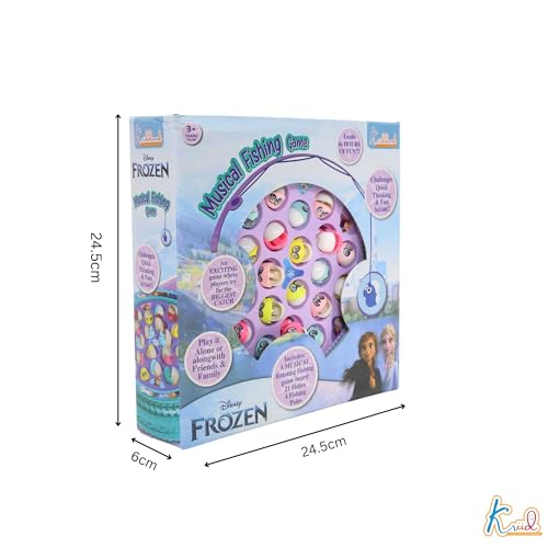 Image of Frozen Musical Fishing Game for Kids -Battery Operated Rotating Toy with 21 Fish & 4 Fishing Poles|Educational & Interactive Learning Toy|Birthday Gift for Boys & Girls Ages 3+|Turkish Blue