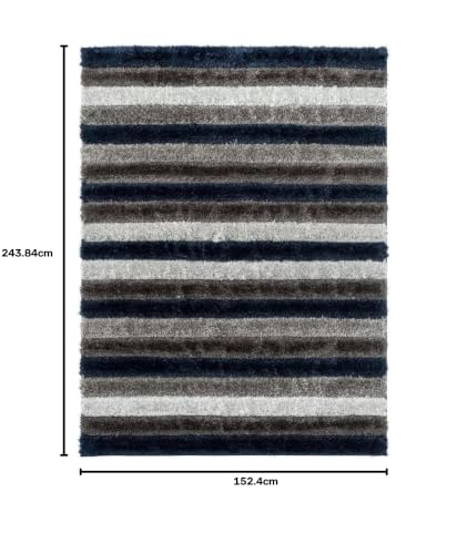 Image of Super Soft Floor Area Rug 5 x 8 Feet Soft Smooth Thick Non-Slip Fluffy Shaggy Carpet for Bedroom, Drawing, Kids Room, Office with Upto 2 Inch Microfiber High Pile (Blue White B)
