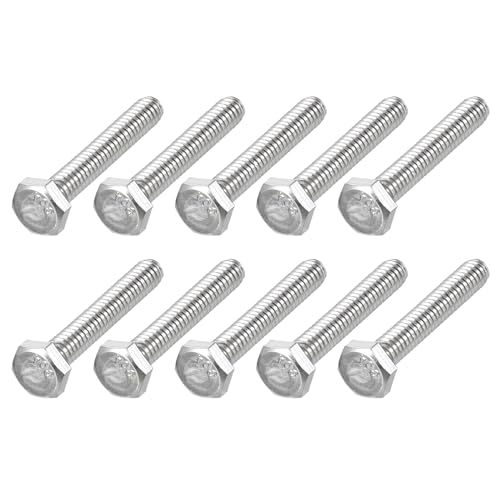 Image of METALLIXITY Hex Head Bolts (1 /4-20 x 2-3 /8 inch) 10Pcs, 304 Stainless Steel 18-8, Fully Threaded, External Hex Drive, Plain Finish, Hex Head Screw Bolt, Silver