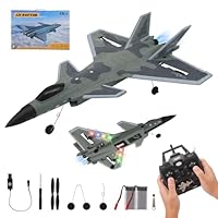 Kotsy 4CH RC Flugzeug mit 2,4GHz Fernsteuerung, 6-Achsen Gyro Stabilisator, LED Lichter, für Erwachsene, Kinder und Anfänger, Grau