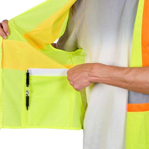 Image of Restaurantware Reflective Safety Vest 20 Count 29.213 x 30.315 Inches High Visibility Multi-Pocket Zipper Front Safety Vest