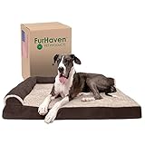 Furhaven Orthopedic Dog Bed for Large Dogs w/ Removable Bolsters & Washable Cover, For Dogs Up to 125 lbs - Two-Tone Plush Faux Fur & Suede L Shaped Chaise - Espresso, Jumbo Plus/XXL