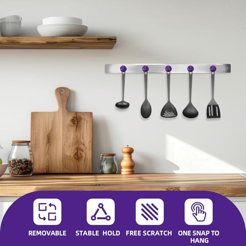 Image of Neosmuk Magnetic Hooks Steel Tube Design for Cruise,100lb+ Purple,10 Pack | Cruise Ship Essentials,Heavy Duty Magnett Hooks for Cabins, Refrigerator, Grill, Hanging, and Travel Extra Strong Must-Haves