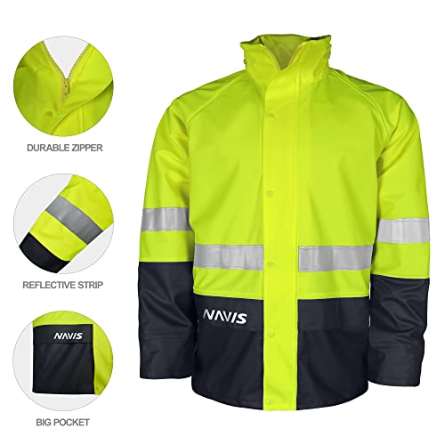 Navis Marine Rain Suit For Men Heavy Duty Workwear Waterproof Jacket With Pants 3 Pieces (Fluorescent Yellow, Xx-Large) #TOP4