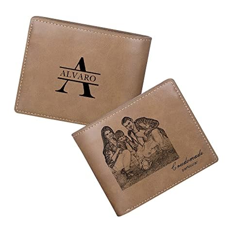 Gemszoo Gifts for Dad Fathers Day from Daughter Wife Son - Personalized Photo Initial Name Wallet Custom Picture Wallet for Men Husband Grandpa (Brown) Cover