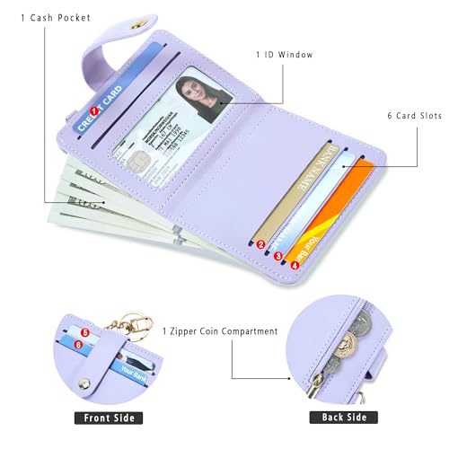 Image of Airkit Small Wallet Women RFID, PU Leather Card Holder with Keychain | Slim Compact Zipper Coin Purse for Ladies, Travel Holiday Gifts for Mom, Cute Mini Bifold Wallets