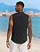 COOFANDY Mens Sleeveless Summer Shirts Beach Tank Tops Button Up Textured Tank Shirt for Vacation,Black,M
