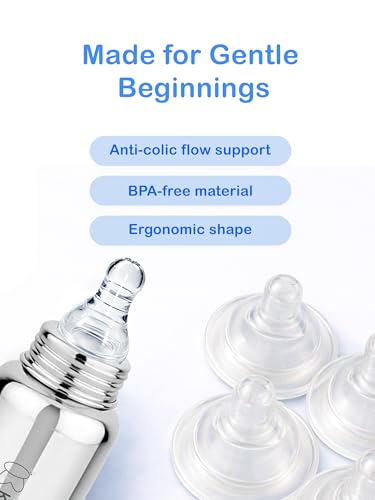 Image of Kidbea Steel Feeding Bottle 250ml for Newborns with Extra 4 Silicon Nipples | BPA Free, Food Grade, Leakproof | Safe & Durable Baby Milk Feeder