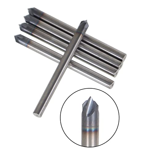 Image of 1 /8 Inch 4 Flute Carbide End Mill 90 Degree Chamfer 1-1 /2 Inch Overall Length x 1 /8 Inch Shank Diameter Suitable for Aluminum Cutting Non Ferrous Metal Up Cutting 5 Pieces