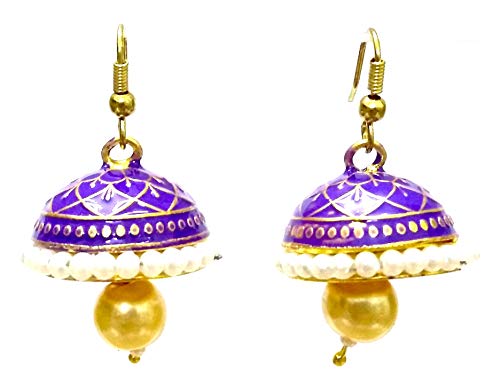 DESI HAWKER Meenakari Minakari Hand Painted Made Earring Bali Jhumki Jhumka Jewelry Bollywood Drop Dangle Chandelier NI-284